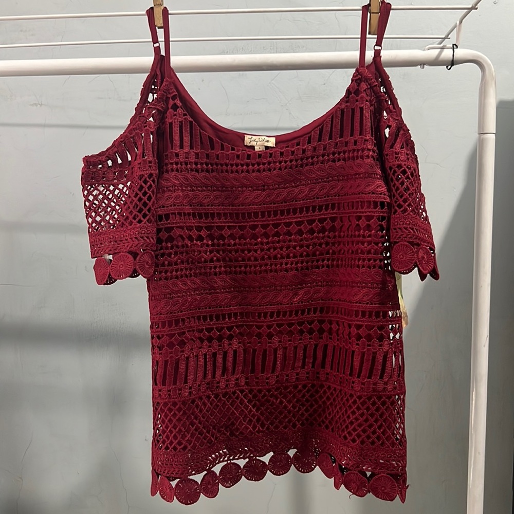 NWT Lily White Knit Off the Shoulder Top - Large